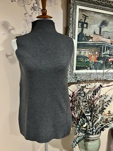 Eileen Fisher Brown Wool Mock Neck Knit Sleeveless Top Size S - Picture 1 of 8