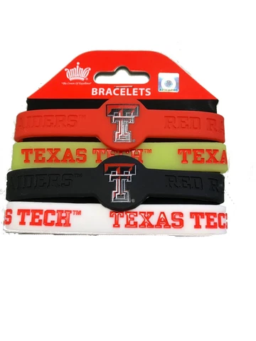 NCAA 4-Pack Silicone Logo Bracelet: Mountaineers Red Raiders Volunteers Devils Cover