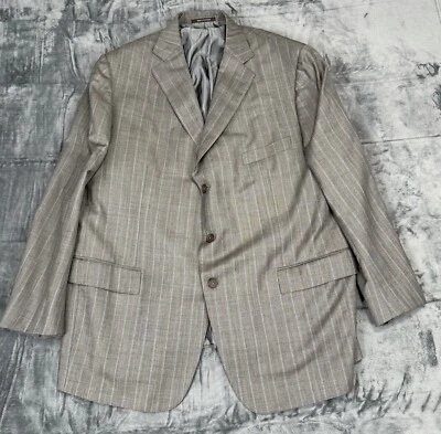 Blazer ERMENEGILDO ZEGNA a Rayas Para Hombre 60R Gris Lana Seda Trofeo Foto 1 de 4