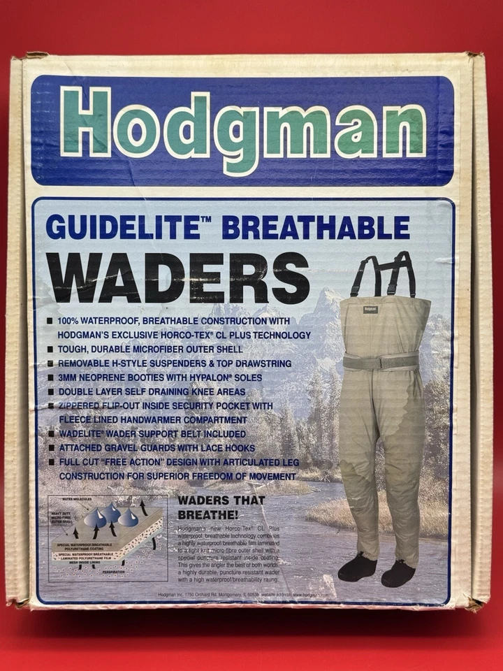 NEW Hodgman Chest Waders Mens Large Stretch Lite Breathable Belt Stocking Feet - Image 1 of 4