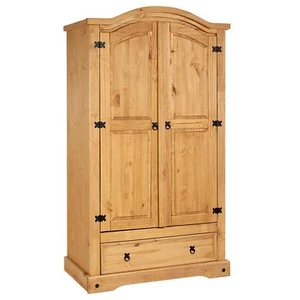 Armoire SALSA penderie style mexicain 2 portes 1 tiroir en pin teinté/ciré - Afbeelding 1 van 11
