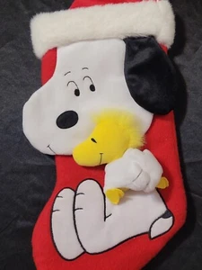 Peanuts Snoopy and Woodstock Hugging Plush Hallmark Christmas Stocking 15" - Picture 1 of 7