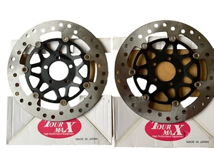 PAIR OF FRONT BRAKE DISCS FOR KAWASAKI ZX9R 2000 TO 2001 TOURMAX MADE IN JAPAN - Picture 1 of 3
