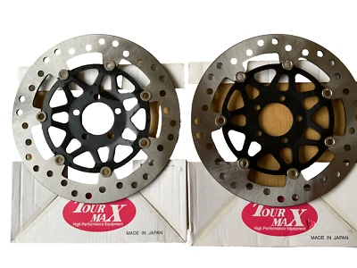 PAR DE DISCOS DE FRENO DELANTEROS PARA KAWASAKI ZXR750 H1 H2 TOURMAX HECHOS EN JAPÓN Foto 1 de 3