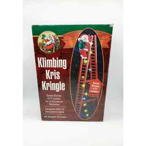 Klimbing Kris Kringle Animated Santa Claus On 4 Foot Ladder NOS - Picture 1 of 2