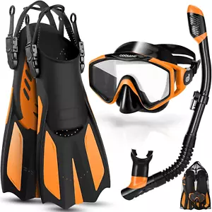 Snorkel Set, Adults Snorkeling Packages with Dry Top Diving Mask, Adjustable Swi - Picture 1 of 12