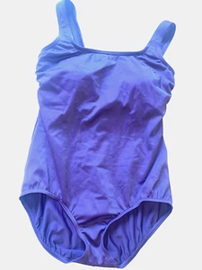 LANDS' END 10P ONE PIECE PURPLE SWIMSUIT (nylon blend) LOW BACK pre-owned - Picture 1 of 13