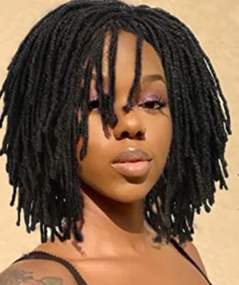 Peluca Dreadlock Pelucas Cortas Torcidas para Mujeres Negras Peluca de Pelo Sintético Afro Rizado EE. UU. Foto 1 de 4