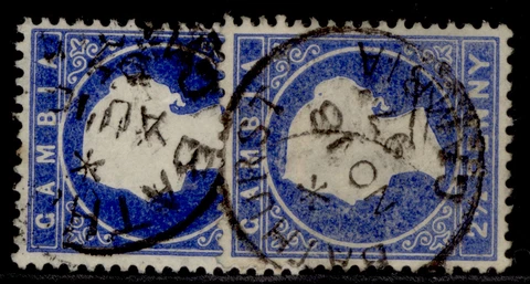 GAMBIA QV SG26 + 27, 2½d SHADE VARIETIES, FINE USED Cover