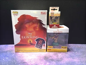 Funko Disney Lot Lion KIng Mufasa Pop & Pop Tees Ed Keychain Timon Wobbler NEW - Picture 1 of 20