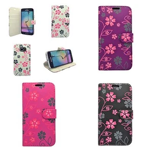 Case For Samsung Galaxy S6 Edge Wallet Flip PU Leather Flower Swirl Pouch Cover - Picture 1 of 24