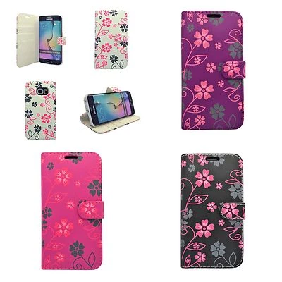 Case For Samsung Galaxy S6 Edge Wallet Flip PU Leather Flower Swirl Pouch Cover - Image 1 of 4
