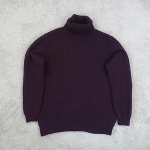 Woolovers Jumper Womens Large Sweater Burgundy Pure Lambs Wool Turtle Neck Knit - Picture 1 of 10