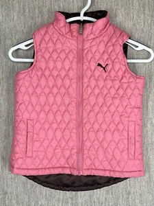 Puma Vest Girls Small Pink Brown Reversible Quilted Nylon Hiking Outdoors - Picture 1 of 9