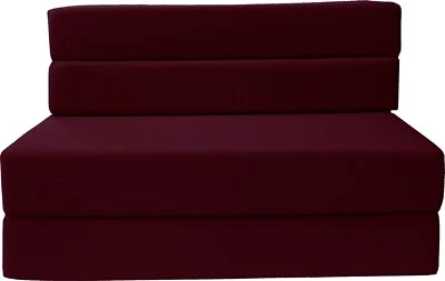 Colchones de espuma plegables dobles, silla, sofá cama, colchón RV 6x39x75, borgoña Foto 1 de 2