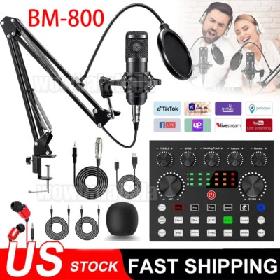 BM-800 Podcast Equipment Bundle Home Studio Recording Kit Music Mixer Headphones - Image 1 of 4