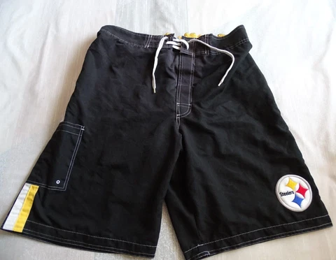 XL NFL Team Apparel Pittsburg Steelers Surf Trunks w/Mesh Lining Cover