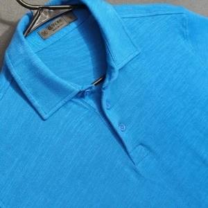 G/FORE Shirt Men's L Blue Clubhouse Slub Cotton Slim Fit Golf Polo - Picture 1 of 10