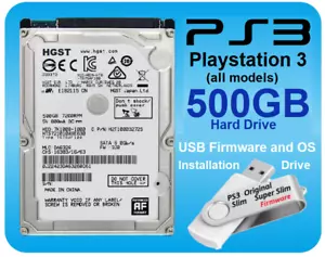 PS3 500GB Interne Festplatte Playstation 3 Slim, Super Slim & Original USB Firm - Bild 1 von 6