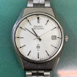 Seiko King Quartz 0852 8025 White Dial Tonneau Date Rare Vintage from JAPAN Used - Picture 1 of 9