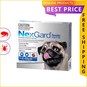 NEXGARD for Dogs 6 Doses BLUE Pack 4.1 to 10 Kg Flea and Tick Prevention - Picture 1 of 2