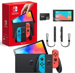 Nintendo Switch OLED 64GB Neon Console + 🛡️ Screen Protector & 16GB SD Bundle - Picture 1 of 6