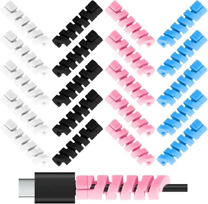 20PCS Spiral Charger Cable Protector, 4 Color Silicone Charger Protector Cable S - Picture 1 of 12