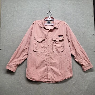 Camisa Exofficio Hombres Abotonada L Rosa Algodón Sólido Nylon Aventura Ropa Bolsillos Foto 1 de 4