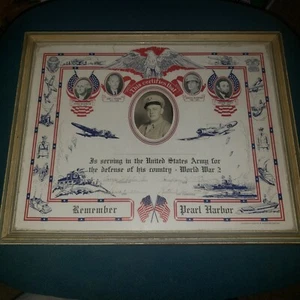 Original World War 2 service certificate framed photo signatures - Picture 1 of 10