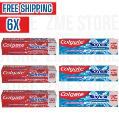 6 X 100ml Colgate Max Fresh Toothpaste With Cooling Crystals,3 Cool mint+3 Spicy - Image 1 of 4