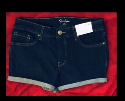 Jessica Simpson charmer roll cuff denim Jean Shorts size 0/25 DARK WASH,stretchy - Image 1 of 4