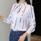Women ,  Long Sleeve Office Blouse Tee Striped Stand-Up Shirts Buttons Tops Work