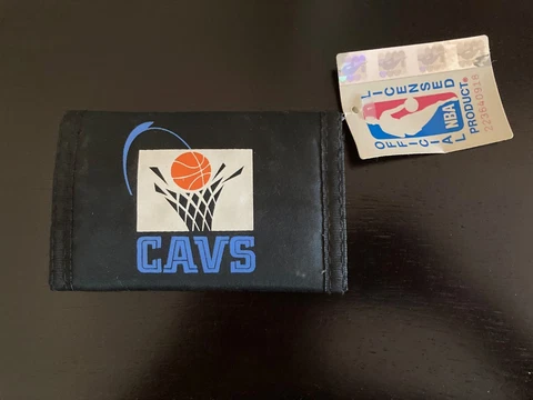 Retro 1990s Cleveland Cavaliers logo Black Tri-Fold Vinyl Wallet - NWT Cover