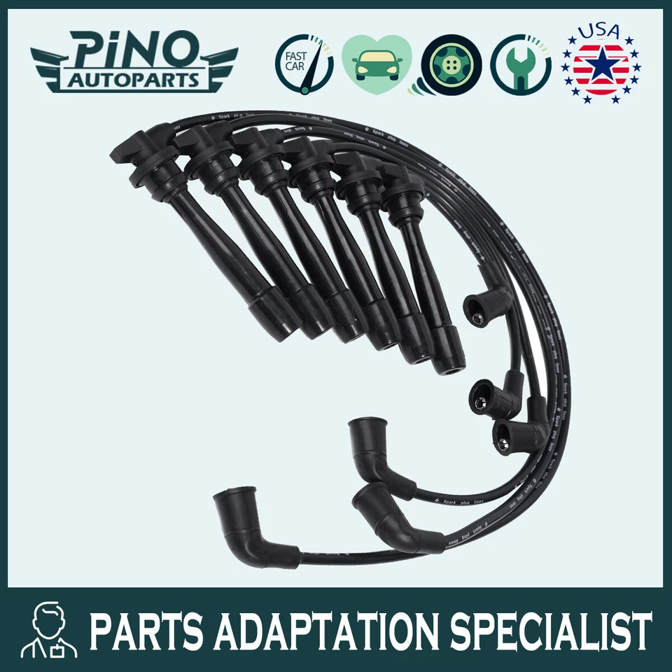 Juego de cables de bujía para 01-08 Hyundai Santa Fe Tiburon 2.7L 2750137B00 V6 GAS  Foto 1 de 4