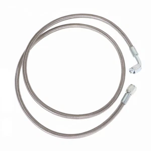 1 Pcs Turbo Oil Feed Line 4AN 90 Degree 48" Length Hose Stainless steel braided - Bild 1 von 10