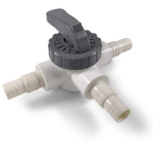 PVC 3 Wege Kugelhahn T-Ventil mit Schlauchanschluss d 32/38 mm Pool Solar Teich - Bild 1 von 5