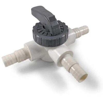 PVC 3 Wege Kugelhahn T-Ventil mit Schlauchanschluss d 32/38 mm Pool Solar Teich - Bild 1 von 4