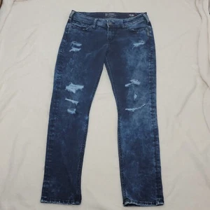 Silver Tuesday Mid Skinny Jeans Women's W30/L31 Dark Acid Wash Denim Distressed - Picture 1 of 10