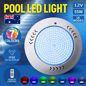 12V 55W Resin Filled Swimming Pool LED Light RGB Remote Control Memory Function - Picture 1 of 23
