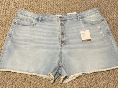 -Pantalones cortos de mezclilla para mujer Plus LC Lauren Conrad botón mosca talla 24W Foto 1 de 4