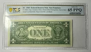 1963 $1 PCGS San Francisco 65PPQ Error - Picture 1 of 2