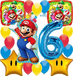 Anagram Super Mario Bros Birthday Party Foil Balloon Bouquet Set 6th Birthday - Picture 1 of 1