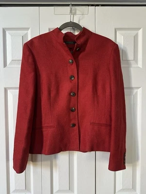 Lauren Ralph Lauren Womens Red Silk Linen Blazer Jacket Buttons Size 14 - Image 1 of 4