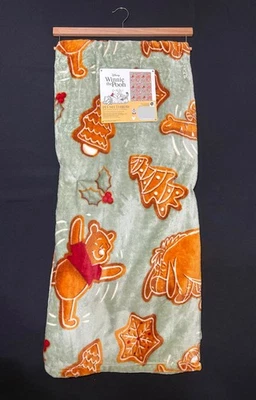 Winnie The Pooh Gingerbread Cookie Christmas Throw Plush Blanket 50x70 NWT - Image 1 of 4