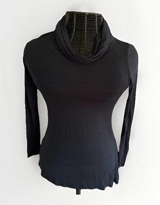 Camisa túnica CUDDL DUDS SOFTWEAR STRETCH negra cuello capucha dobladillo alto-bajo talla XS Foto 1 de 4