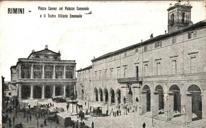 Rimini Piazza Cavour col Palazzo Comunale tram a cavalli F. piccolo spedita - Foto 1 di 2