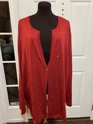 Liz And Me Cardigan Sweater Womens Plus 4X Red One-Button Foto 1 de 4