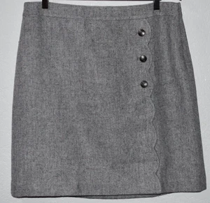 Falda Talbots Mezcla Lana Espiga 14 Hasta la Rodilla Vieira Falso Envoltura Gris Rosa - Imagen 1 de 20