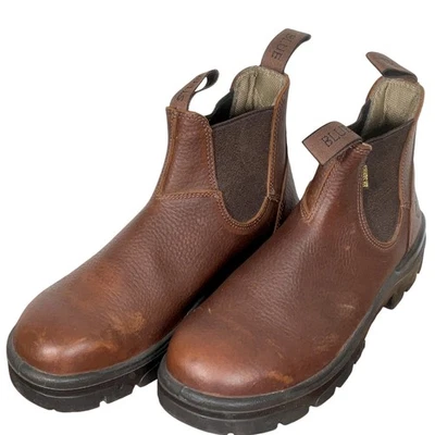 Botas de trabajo de acero azul para hombre 8,5 marrón punta de acero cuero tirar en el tobillo ortopédicas Foto 1 de 4