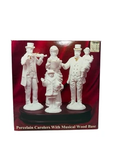 Vintage Porzellan Karolinger mit musikalischem Holzsockel spielt Stille Nacht Neu - Bild 1 von 12